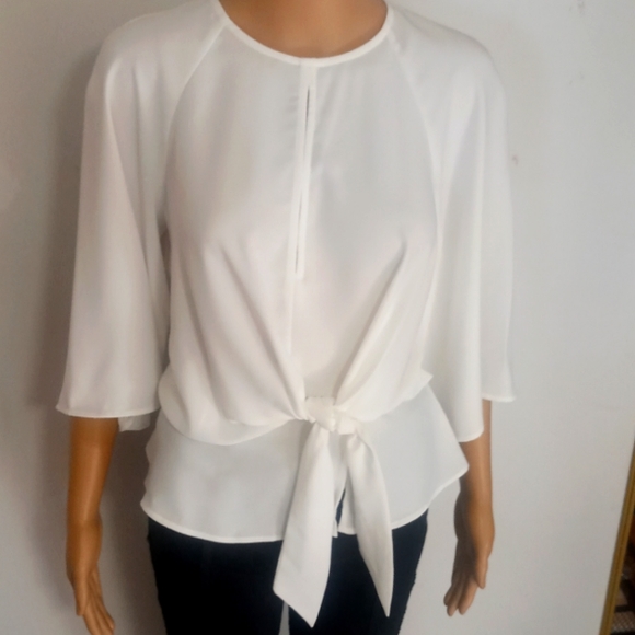 Top Shop Tie Front BackOut Blouse - Picture 2 of 5